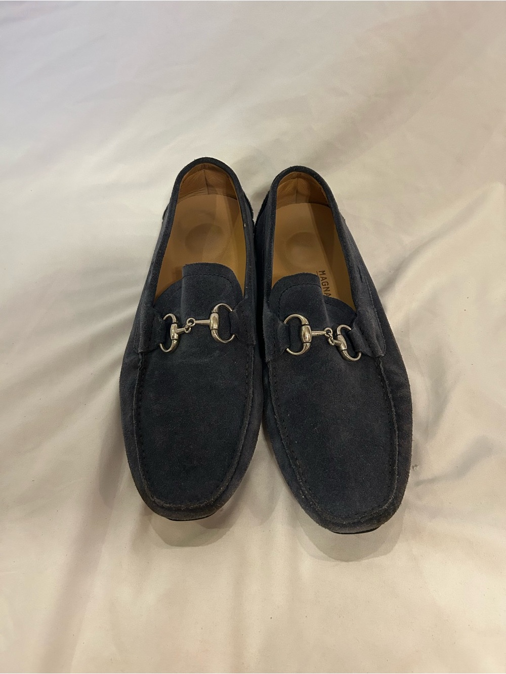 Magnanni Men’s Leather Buckle Loafer Sz 9.5 Navy Blue
